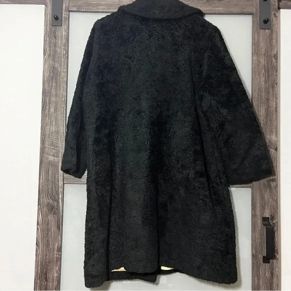 Vintage 1960's Fingerhut Fashion Jackie O Black Coat Black w/ Metal Buttons - Picture 2 of 14